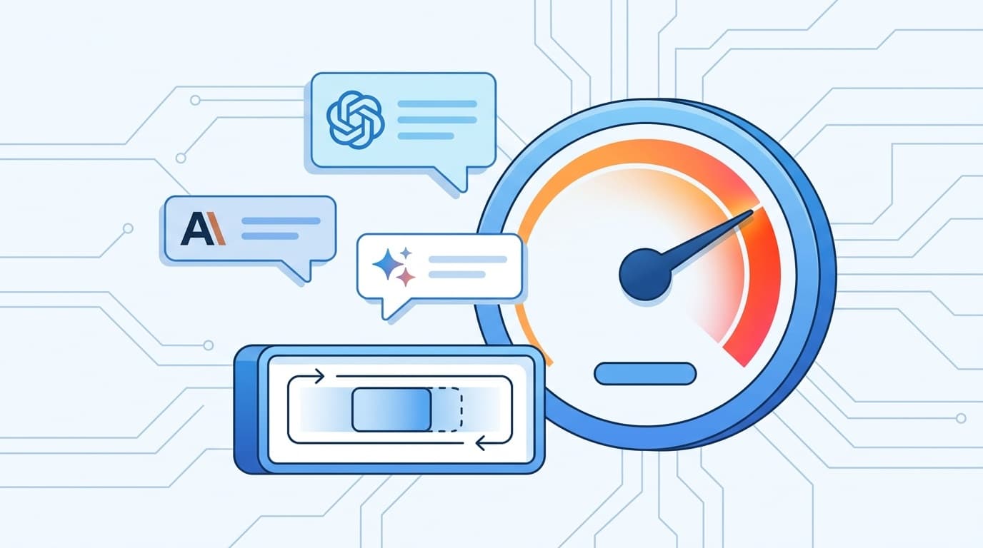 AIサービスの使用量メーターが制限に達しているイメージイラスト